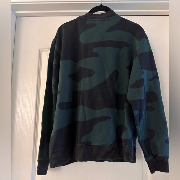 WESC black and green camo print snap button bomber jacket size small - Picture 2 of 5